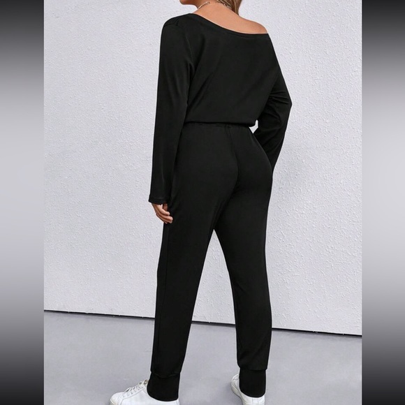 Long Sleeve Jumpsuit With Waist Drawstring main image 0